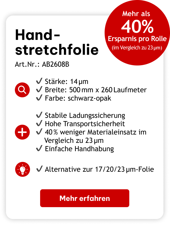 Handstretchfolie 14 my, 500 mm x 260 lfm, schwarz